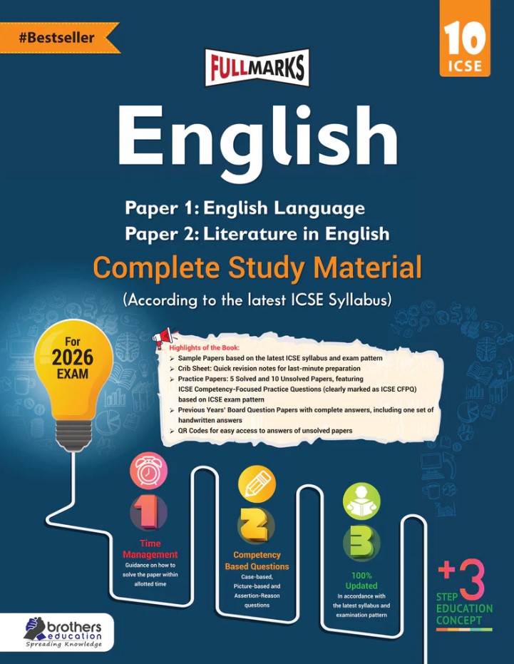 Full Marks ICSE English (Paper 1: English Language, Paper 2: Literature In English) Class 10 Complete Study Material 2026